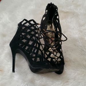 Black lace up heels